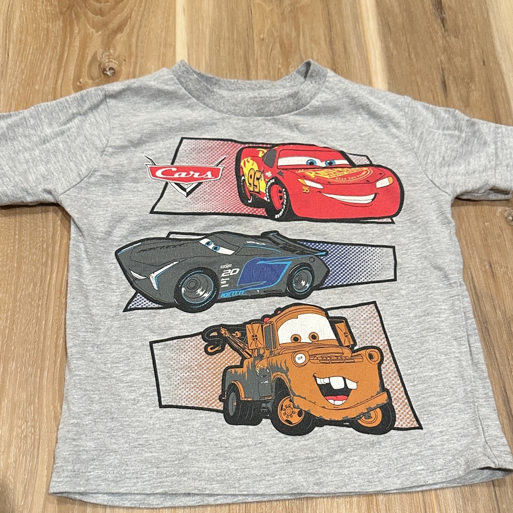 Disney Cars Gray T-Shirt with Red and Blue Graphics